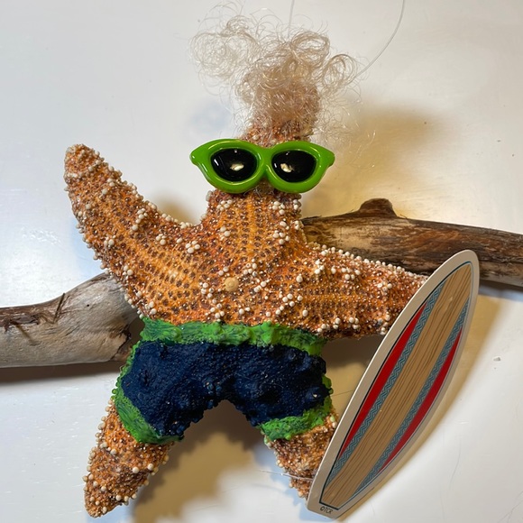 Hand Crafted Other - Starfish Surfer Handpainted Ornament by the Seashore.